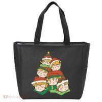 Sleepy Elves Cute Christmas Holiday Tote Bag thumb 0