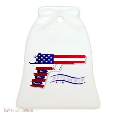 Second Amendment Support Hand Gun Ceramic Ornament