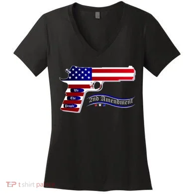 Second Amendment Support Hand Gun Women's V-Neck T-Shirt