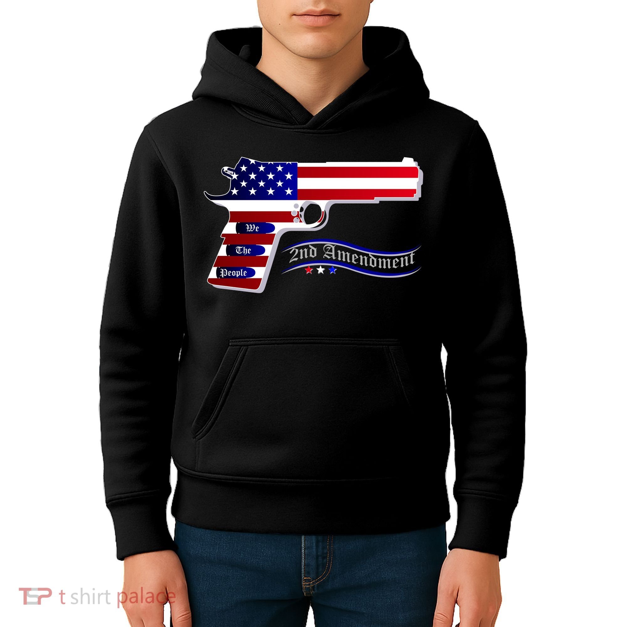 Second Amendment Support Hand Gun Kids Hoodie