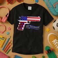 Second Amendment Support Hand Gun Kids T-Shirt thumb 3