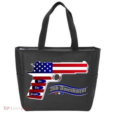 Second Amendment Support Hand Gun Tote Bag