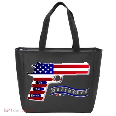 Second Amendment Support Hand Gun Tote Bag