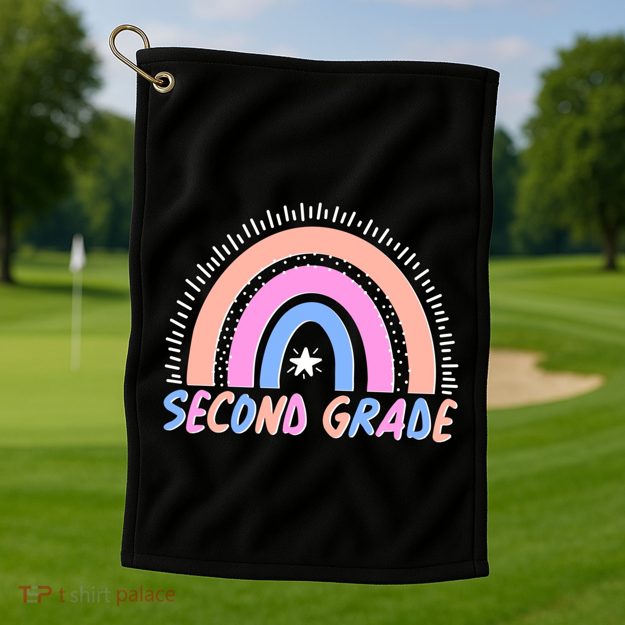Second Grade Pastel Rainbow Golf Towel