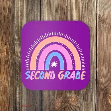 Second Grade Pastel Rainbow Coaster