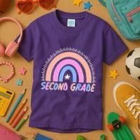 Second Grade Pastel Rainbow Kids T-Shirt thumb 3
