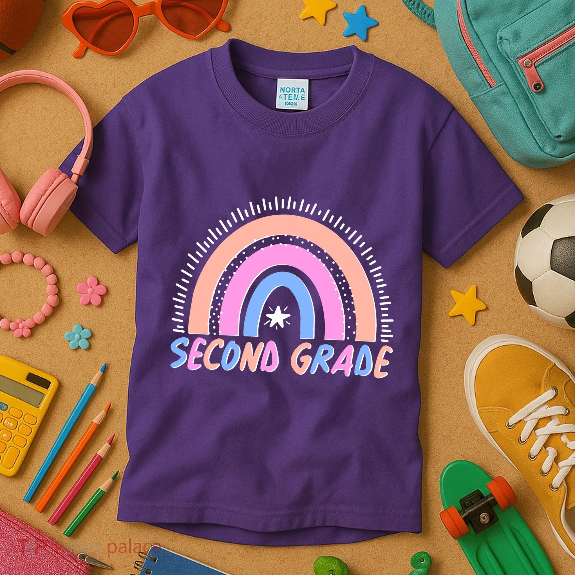 Second Grade Pastel Rainbow Kids T-Shirt