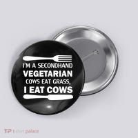 Secondhand Vegetarian Cows Eat Grass Button thumb 0