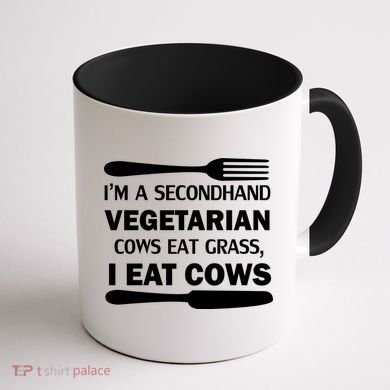 Secondhand Vegetarian Cows Eat Grass Coffee Mug back