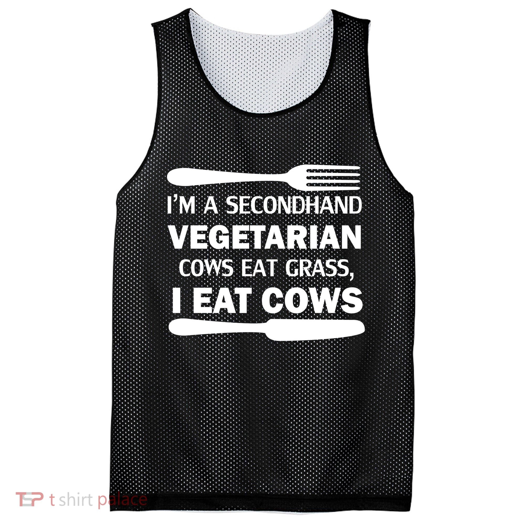 Secondhand Vegetarian Cows Eat Grass Mesh Reversible Basketball Jersey Tank