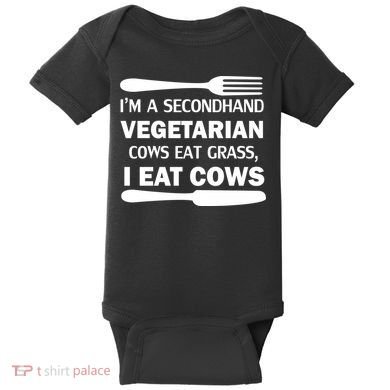 Secondhand Vegetarian Cows Eat Grass Baby Bodysuit