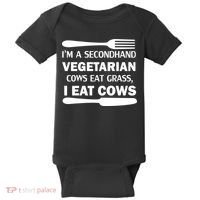 Secondhand Vegetarian Cows Eat Grass Baby Bodysuit thumb 0