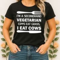 Secondhand Vegetarian Cows Eat Grass Women's T-Shirt thumb 2