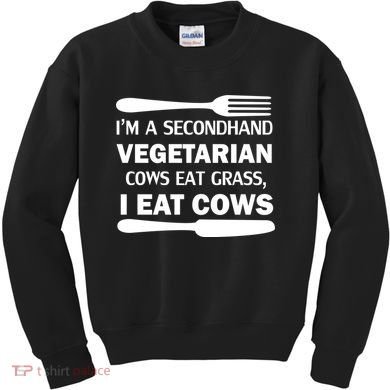 Secondhand Vegetarian Cows Eat Grass Kids Sweatshirt