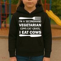 Secondhand Vegetarian Cows Eat Grass Kids Hoodie thumb 3