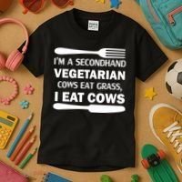 Secondhand Vegetarian Cows Eat Grass Kids T-Shirt thumb 3
