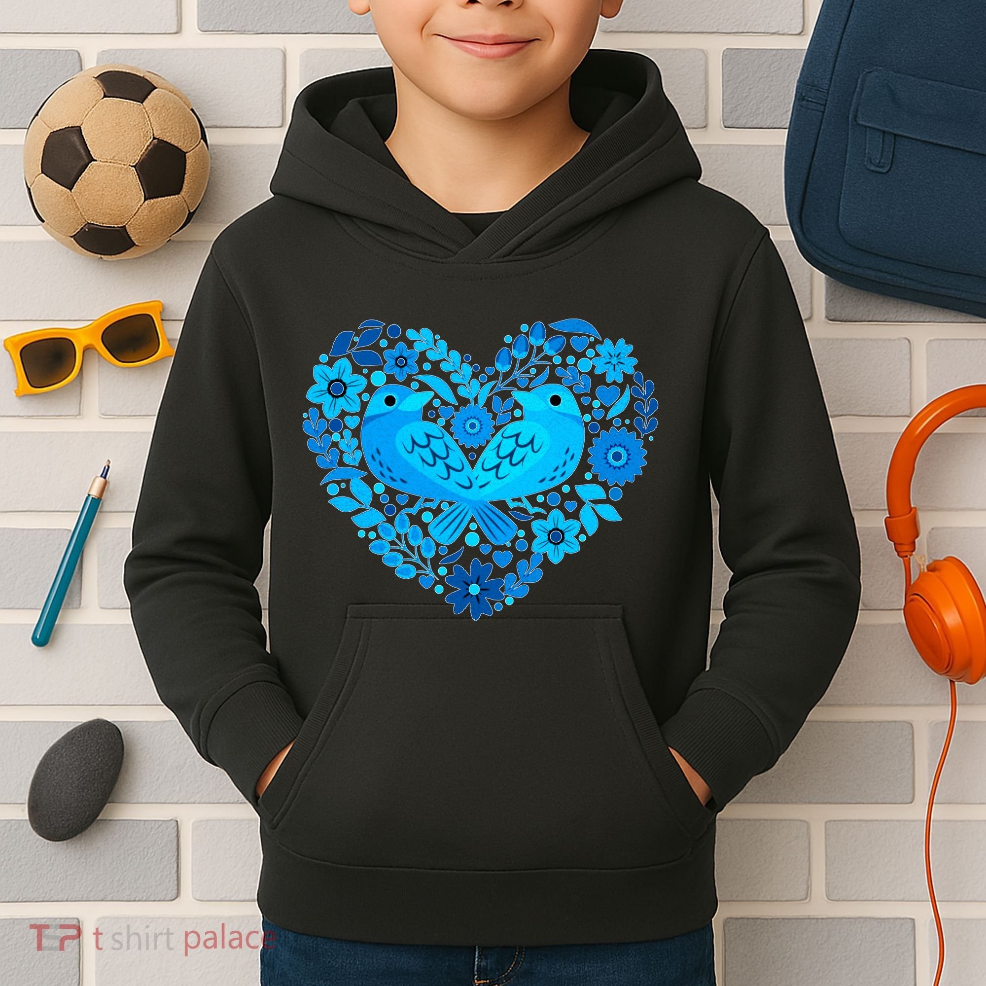 Secrets Blur Bird Heart Kids Hoodie