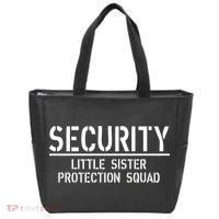 SECURITY Little Sister Protection Squad Funny Big Brother Tote Bag thumb 0