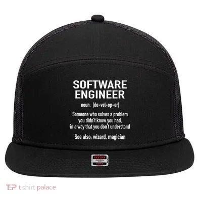 Software Engineer Developer Definition For Coder Programmer 7 Panel Mesh Trucker Snapback Hat