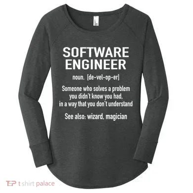 Software Engineer Developer Definition For Coder Programmer Women's Perfect Tri Tunic Long Sleeve Shirt