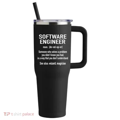 Software Engineer Developer Definition For Coder Programmer 40oz Vacuum Insulated Stainless Steel Travel Tumbler