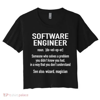 Software Engineer Developer Definition For Coder Programmer Women's Crop Top Tee