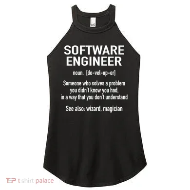 Software Engineer Developer Definition For Coder Programmer Women's Perfect Tri Rocker Tank