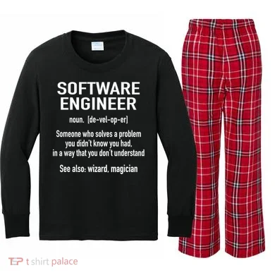 Software Engineer Developer Definition For Coder Programmer Kids Long Sleeve Plaid Pajama Set