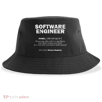 Software Engineer Definition Coder Cute Gift Sustainable Bucket Hat