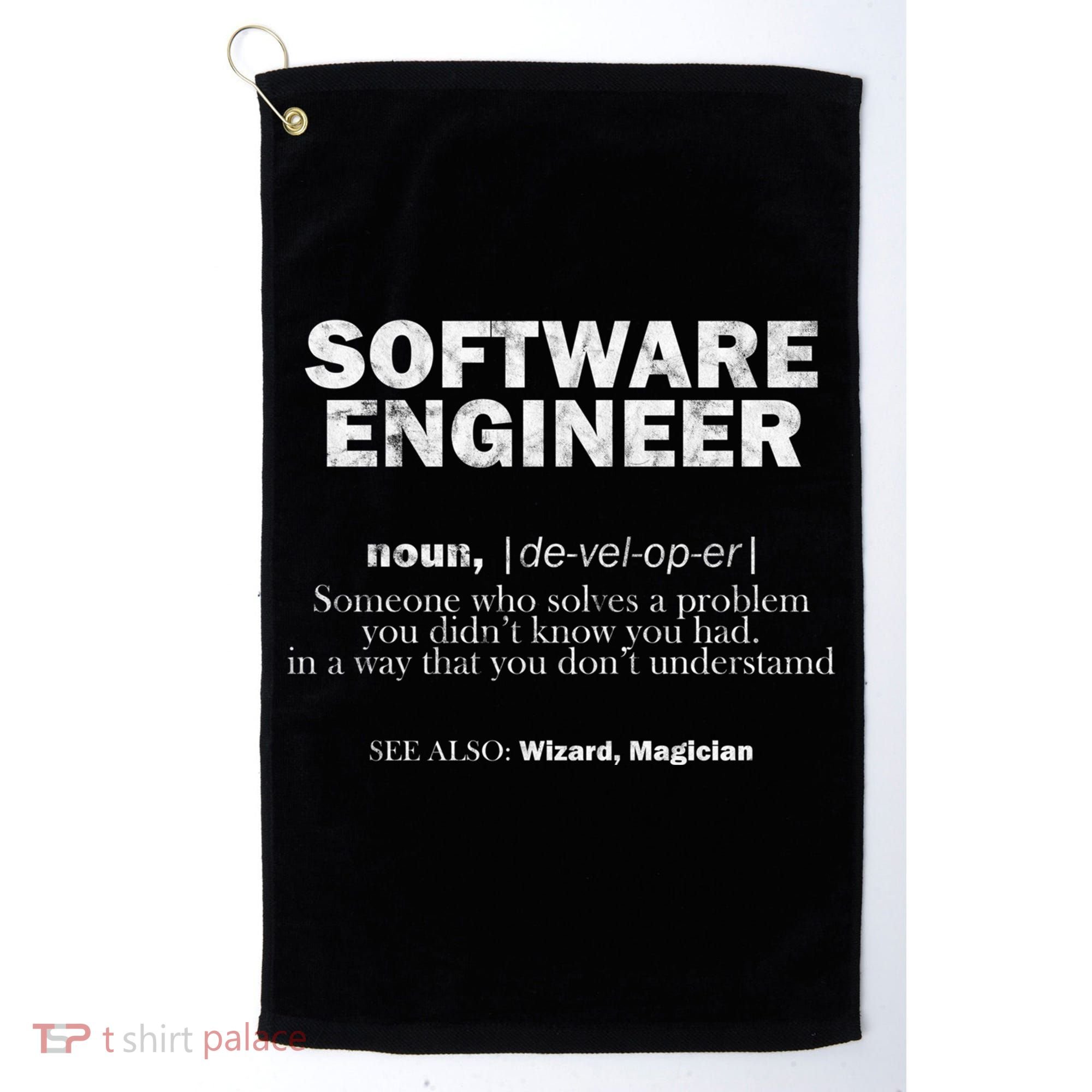 Software Engineer Definition Coder Cute Gift Golf Towel