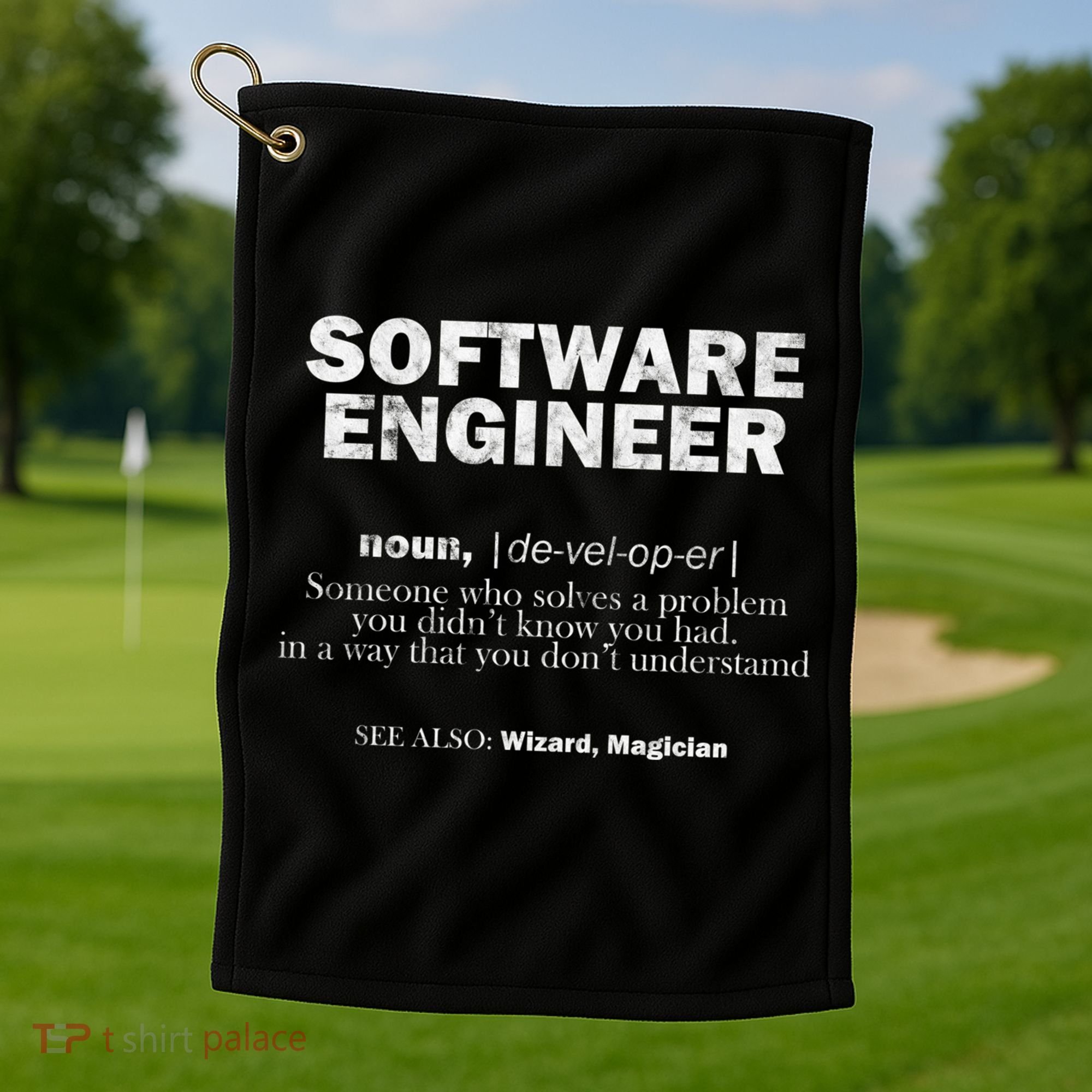 Software Engineer Definition Coder Cute Gift Golf Towel