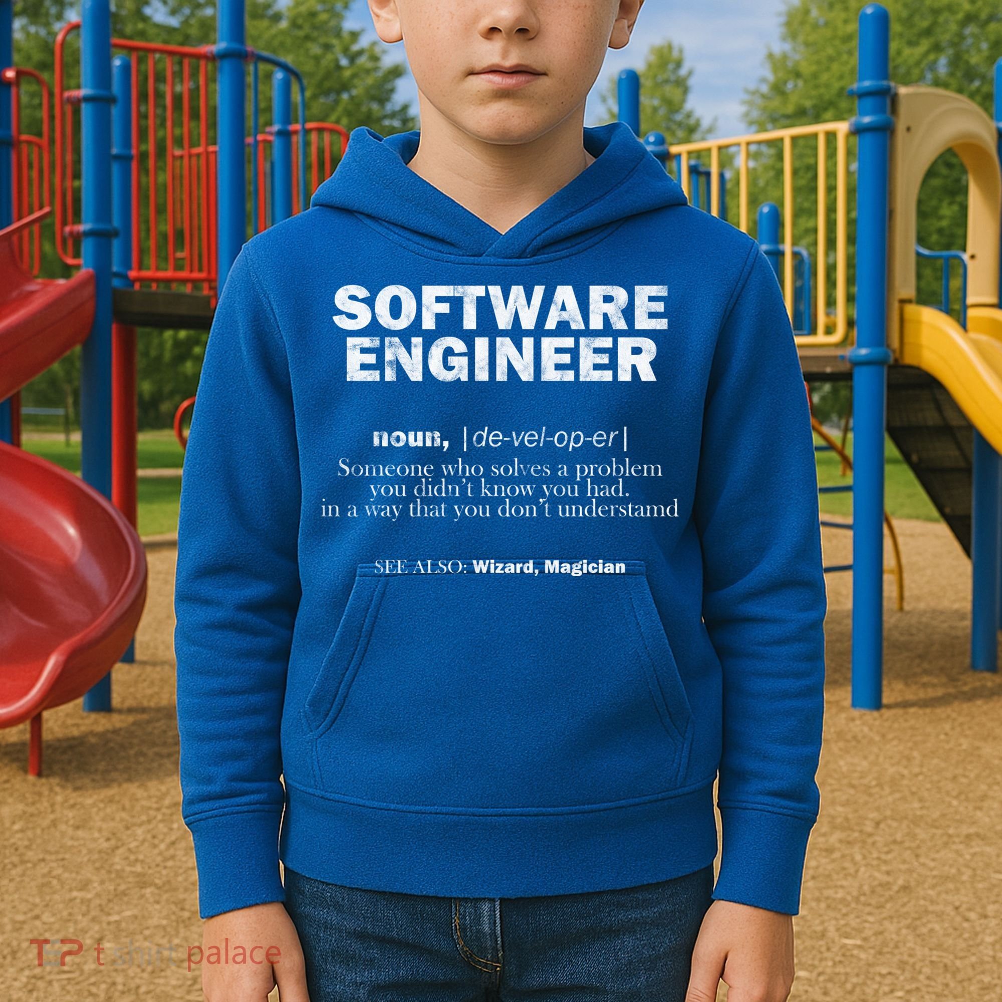 Software Engineer Definition Coder Cute Gift Kids Hoodie