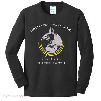 Super Earth Diving Into Hell For Liberty Kids Long Sleeve Shirt