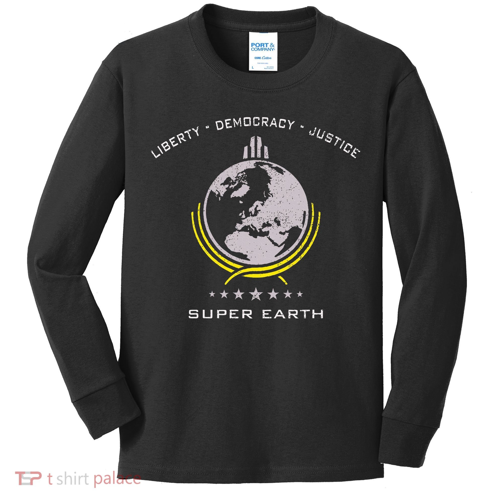 Super Earth Diving Into Hell For Liberty Kids Long Sleeve Shirt