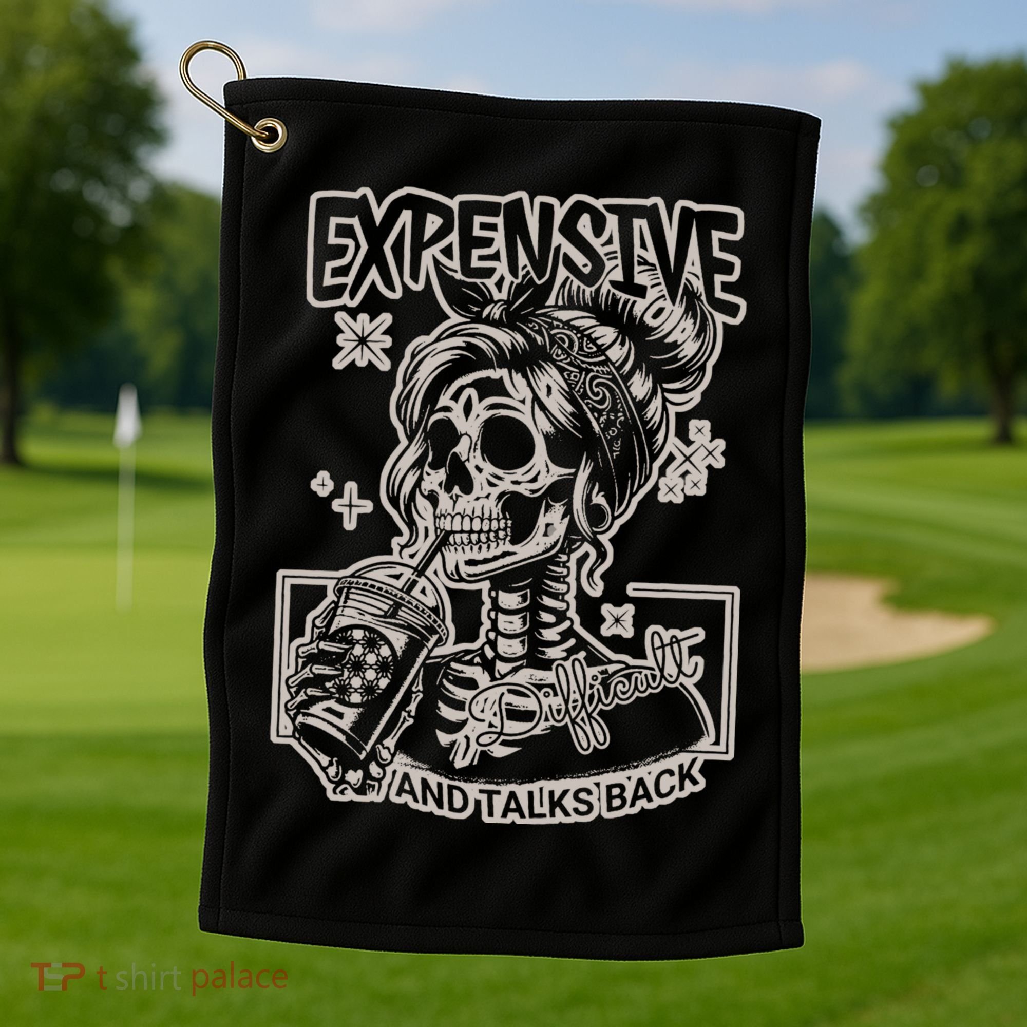 Skeleton Expensive Difficult And Talks Back Golf Towel