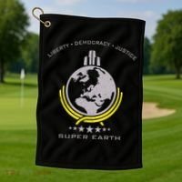 Super Earth Diving Into Hell For Liberty Golf Towel thumb 1