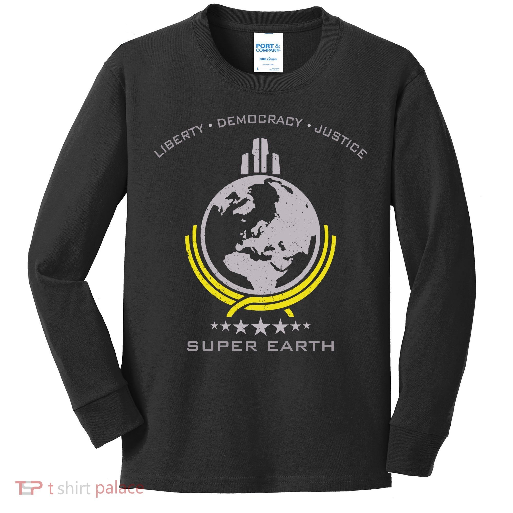Super Earth Diving Into Hell For Liberty Kids Long Sleeve Shirt