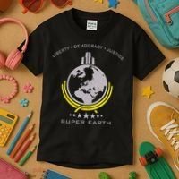 Super Earth Diving Into Hell For Liberty Kids T-Shirt thumb 3