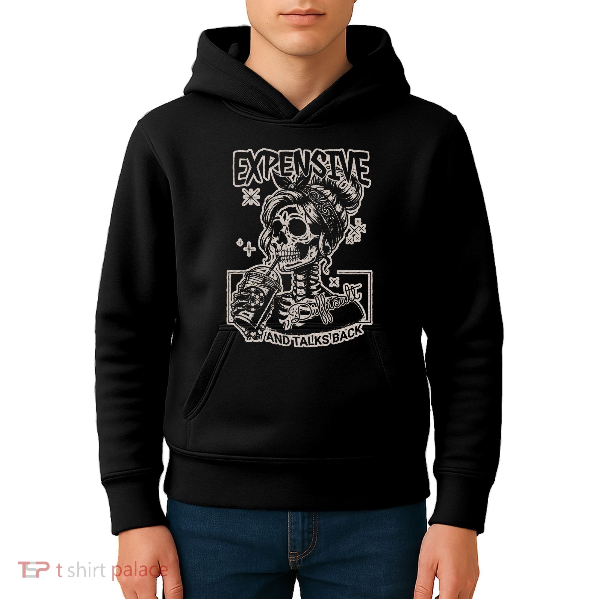 Skeleton Expensive Difficult And Talks Back Kids Hoodie