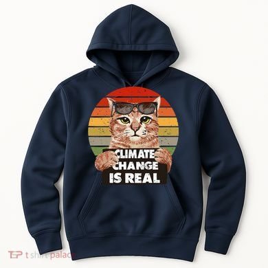 Science Earth Day Climate Change Vintage Funny Cat Mom Dad Hoodie