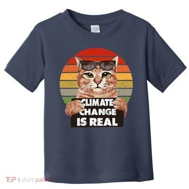 Science Earth Day Climate Change Vintage Funny Cat Mom Dad Toddler T-Shirt