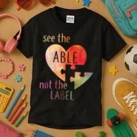See The Able Not The Label Autism Kids T-Shirt thumb 3