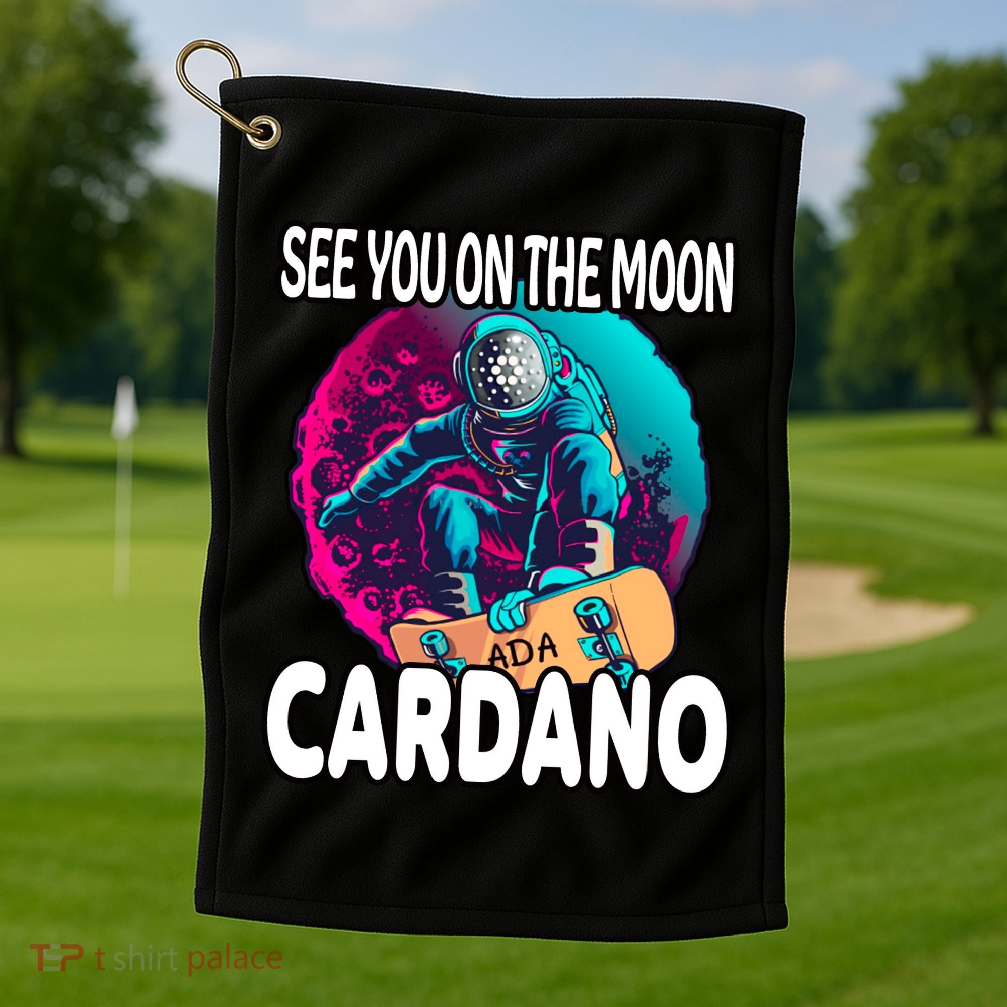 See You On the Moon Cardano Golf Towel