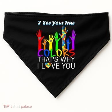 See Your True Colors Autism Puzzle Hands USA-Made Doggie Bandana