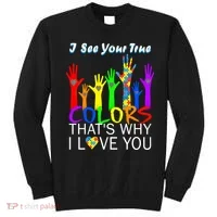 See Your True Colors Autism Puzzle Hands Sweatshirt thumb 0