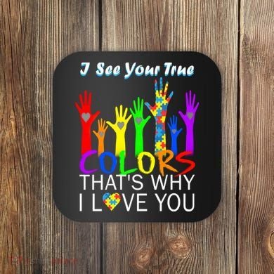 See Your True Colors Autism Puzzle Hands Coaster