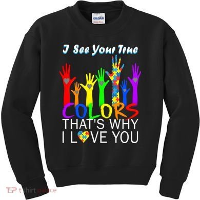 See Your True Colors Autism Puzzle Hands Kids Sweatshirt