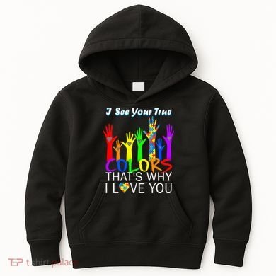 See Your True Colors Autism Puzzle Hands Kids Hoodie