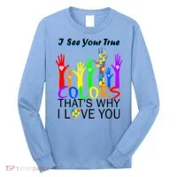 See Your True Colors Autism Puzzle Hands Long Sleeve Shirt thumb 0