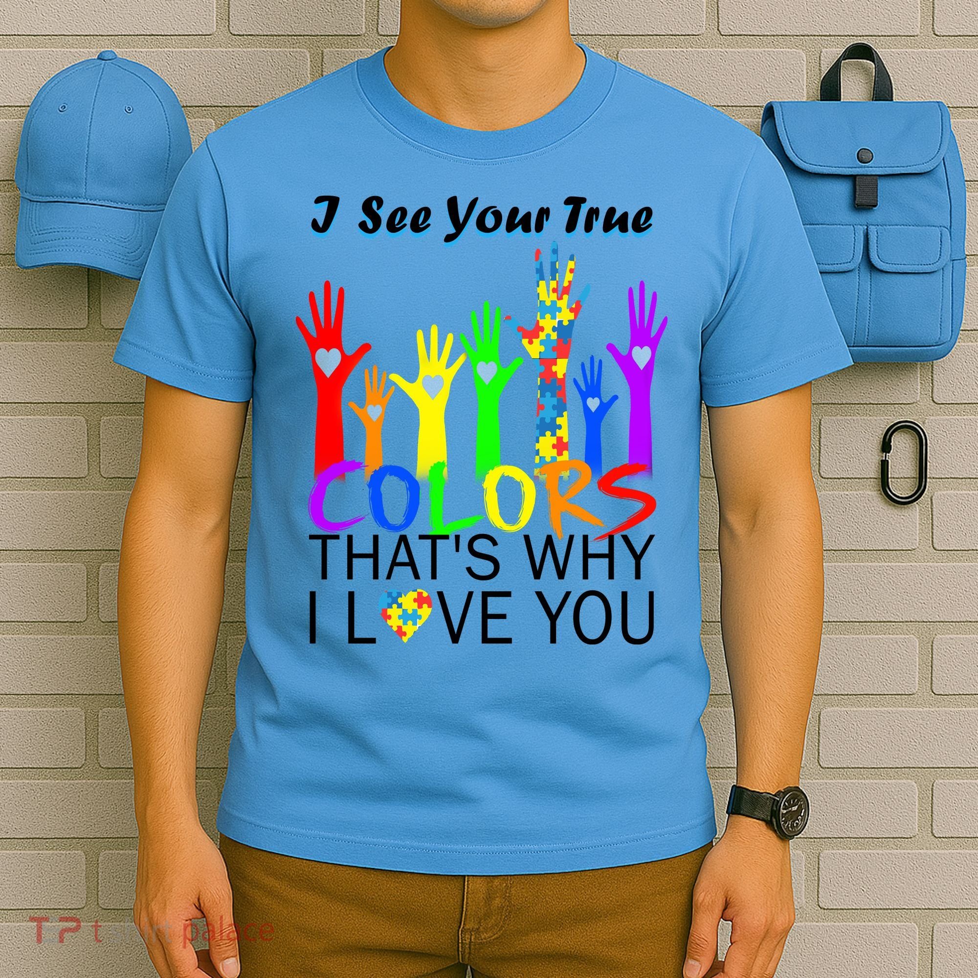See Your True Colors Autism Puzzle Hands T-Shirt